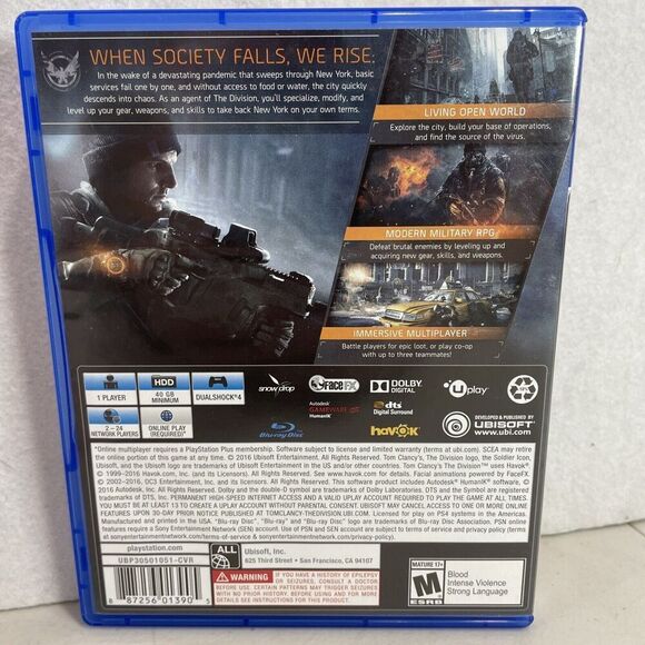 Tom Clancy's The Division‎ PS4 PlayStation 4 Mint Disc - Picture 5 of 5
